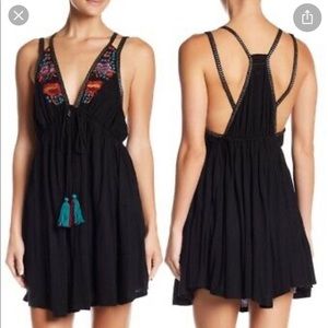 Free People Lovers Cove Embroidered Halter Dres